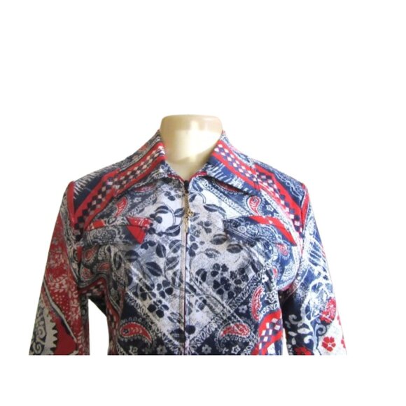 Vintage St John Sport Paisley Bold Print Zip Up Jean Jacket Size Small - Picture 2 of 8